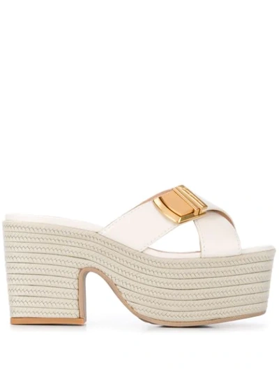 Shop Jacquemus Les Sandales Tatanes Wedge Sandals In Neutrals