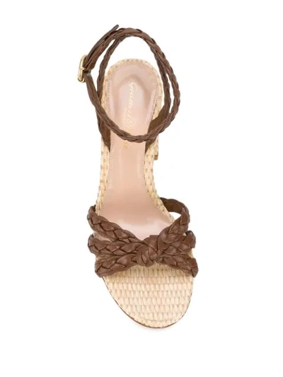Shop Gianvito Rossi Braided Sandals In Brown
