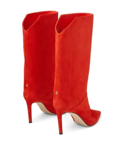 Shop Jimmy Choo Goat-suede 85mm Slip-on Boots In Red