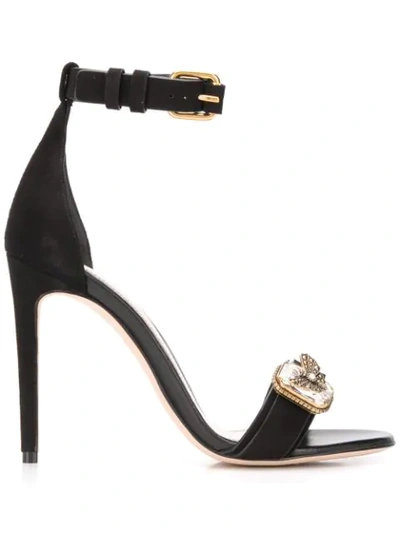 Shop Alexander Mcqueen 110mm Crystal-embellished Sandals In Black
