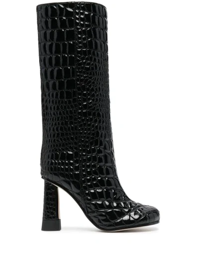 Shop Marco De Vincenzo Croc-effect Boots In Black