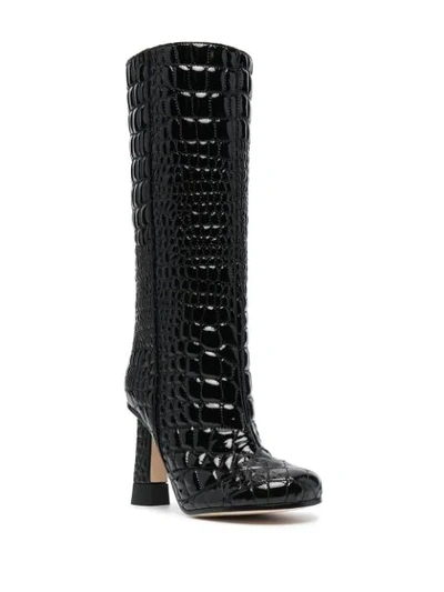 Shop Marco De Vincenzo Croc-effect Boots In Black