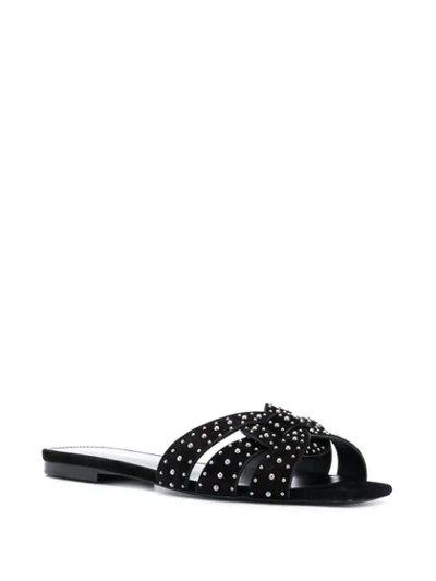 Shop Saint Laurent Studded Tribute Sandals In Black