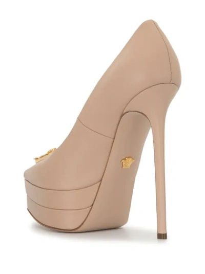 Shop Versace Logo-appliqued Platform Heels In Pink