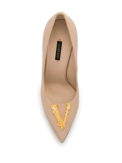 Shop Versace Logo-appliqued Platform Heels In Pink