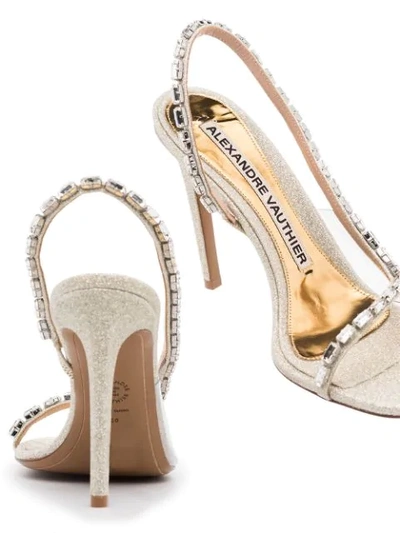 Shop Alexandre Vauthier Elizabeth 100 Mm Glitter Embellished Sandals In Silver