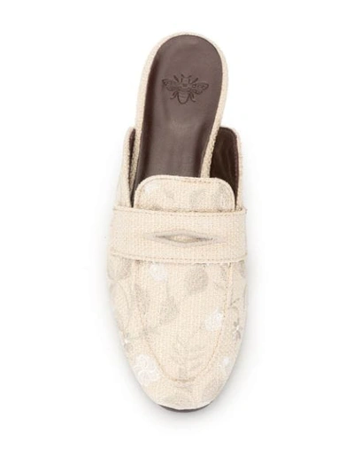 Shop Bougeotte Embroidered Detail Loafers In White