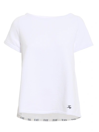 Shop Fay Cotton Pique T-shirt In White