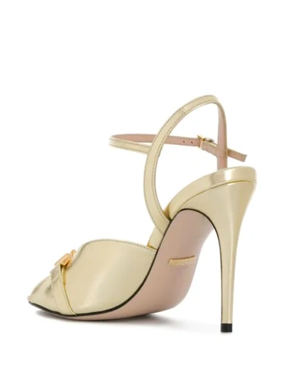 Shop Gucci Chain-detail Square-toe Sandals In Gold