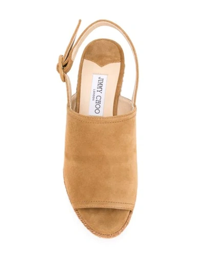 Shop Jimmy Choo Deya 95mm Wedge Sandals In Brown