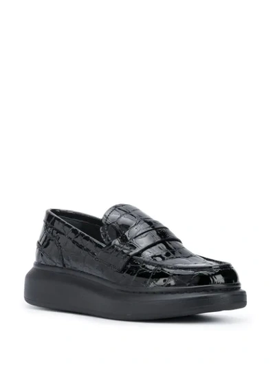 Shop Alexander Mcqueen Crocodile-effect Chunky Loafers In Black