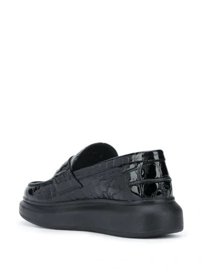 Shop Alexander Mcqueen Crocodile-effect Chunky Loafers In Black