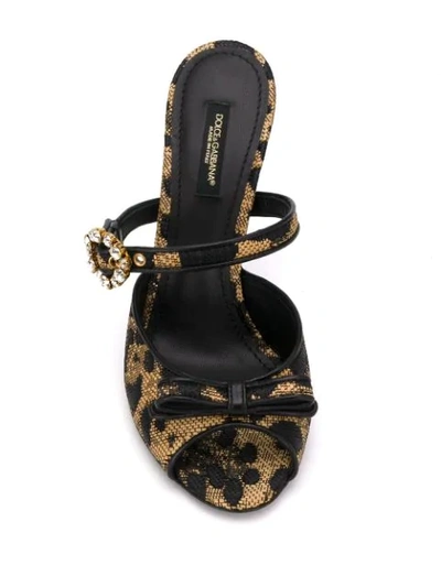 Shop Dolce & Gabbana Leopard-print Buckled Mules In Neutrals
