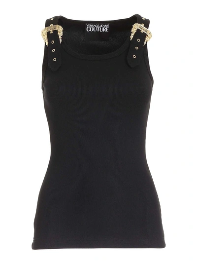 Shop Versace Jeans Couture Buckled Top In Black