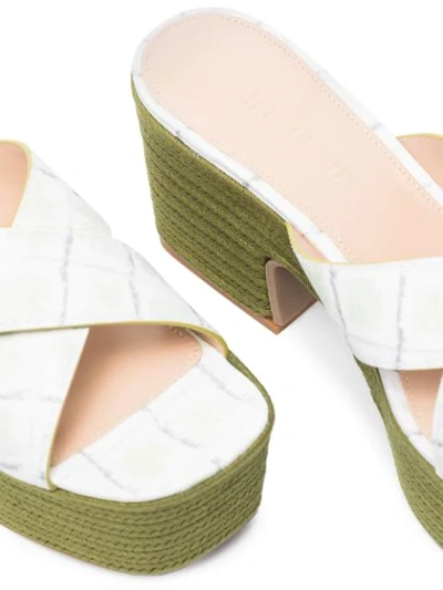 Shop Jacquemus 100mm Raffia Buckled Sandals In Green