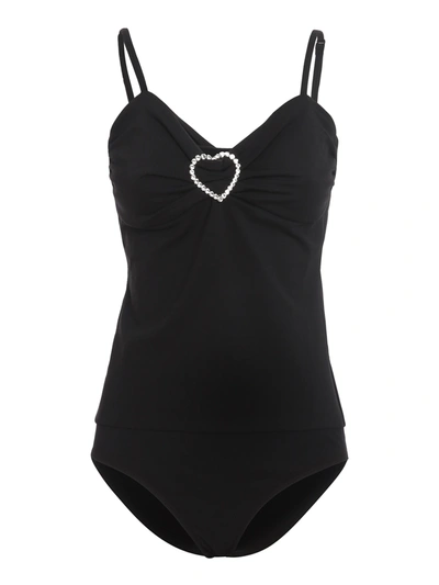 Shop Love Moschino Crystals-heart Detailed Body In Black