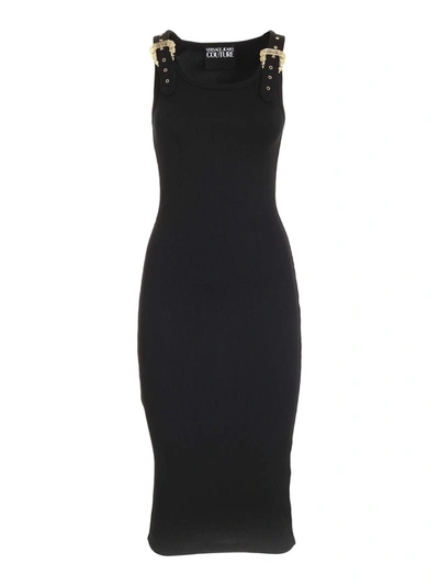 Shop Versace Jeans Couture Baroque Buckle Dress In Black