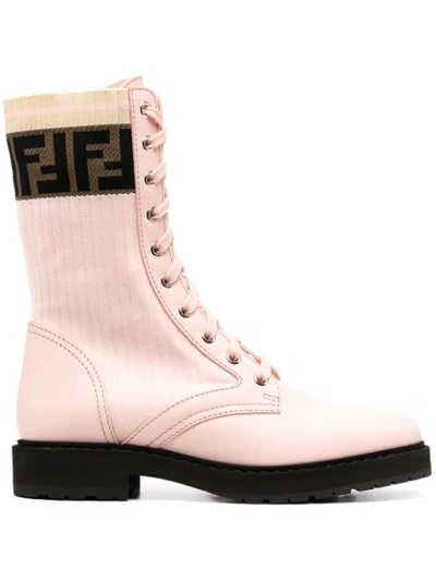 Shop Fendi Rockoko Combat Boots In Pink