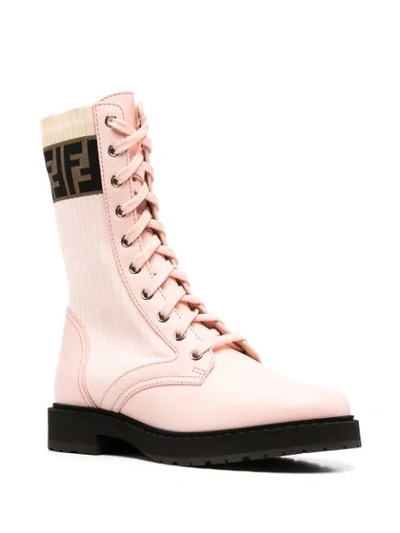 Shop Fendi Rockoko Combat Boots In Pink