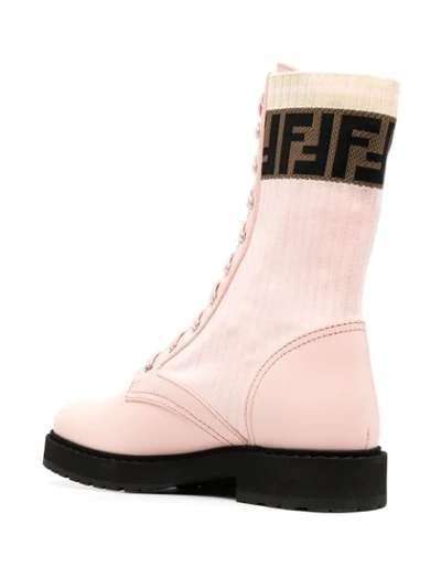 Shop Fendi Rockoko Combat Boots In Pink