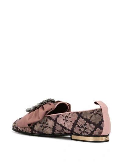 Shop Dolce & Gabbana Jacquard Slippers In Pink