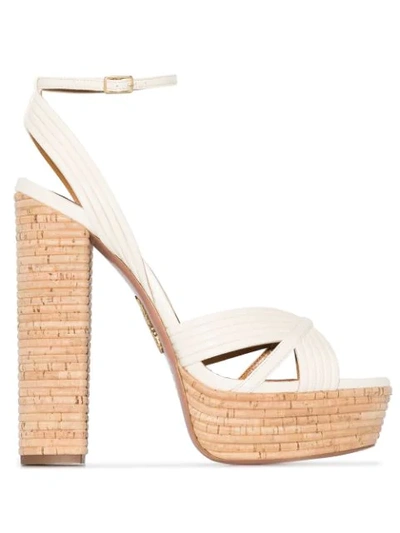 Shop Aquazzura So Nude 85mm Platform Sandals In Neutrals