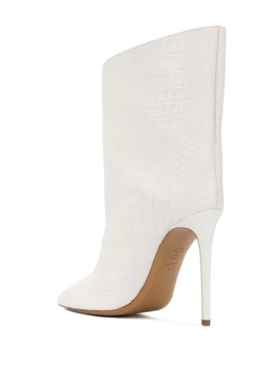 Shop Alexandre Vauthier Alex Crocodile-effect Boots In White