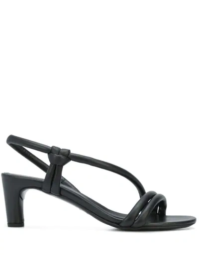 Shop Del Carlo Open Toe Low Heel Sandals In Black