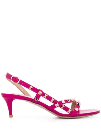Shop Valentino Rockstud Kitten-heel Sandals In Pink
