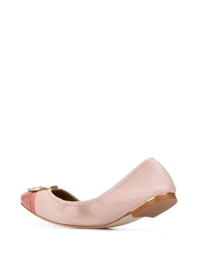 Shop Tory Burch Logo-plaque Ballerina Flats In Pink