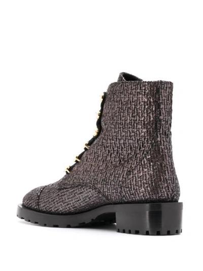 Shop Stuart Weitzman Kolbie Metallic Woven Boots In Black