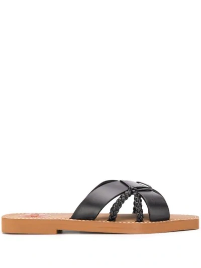 Shop Chloé Cross-strap Slip-on Sandals In Black