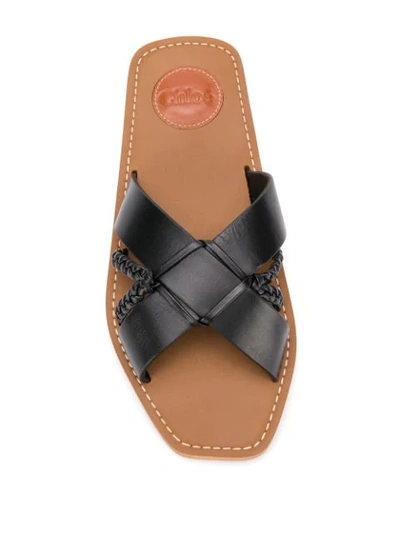 Shop Chloé Cross-strap Slip-on Sandals In Black