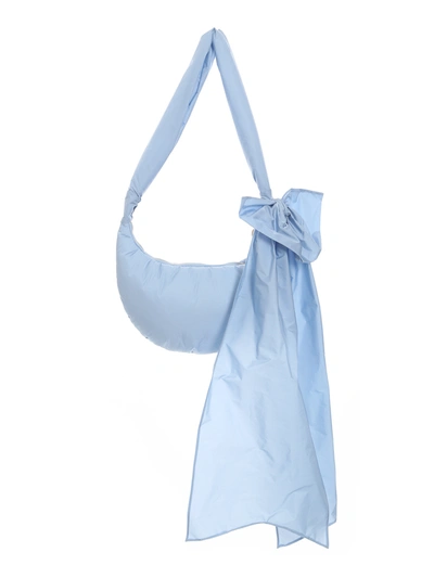 Shop Red Valentino Bow Detail Nylon Hobo Bag In Light Blue