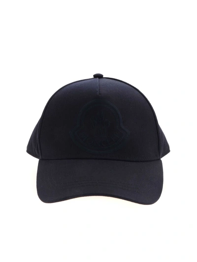 Shop Moncler Logo Embroidery Baseball Cap In Blue