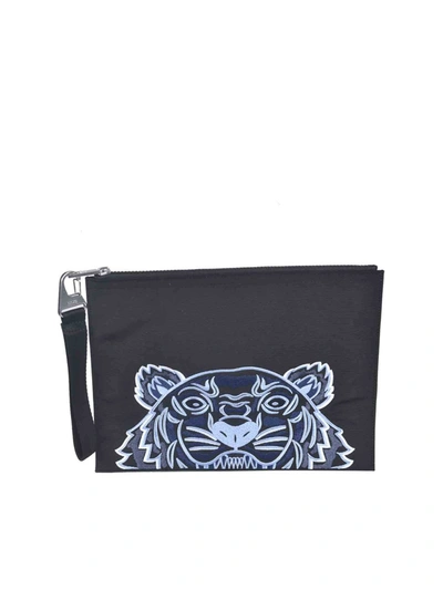 Shop Kenzo Tiger Large Clutch Bag In Black