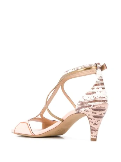 Shop Chloé Python-effect Strappy Sandals In Pink
