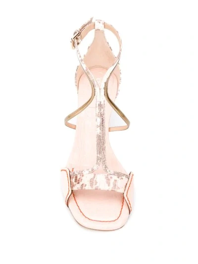 Shop Chloé Python-effect Strappy Sandals In Pink