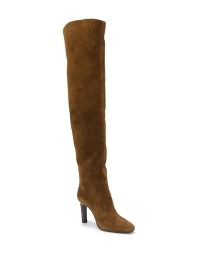 Saint Laurent Jane 90mm Boots In Brown