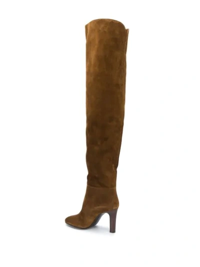 Saint Laurent Jane 90mm Boots In Brown