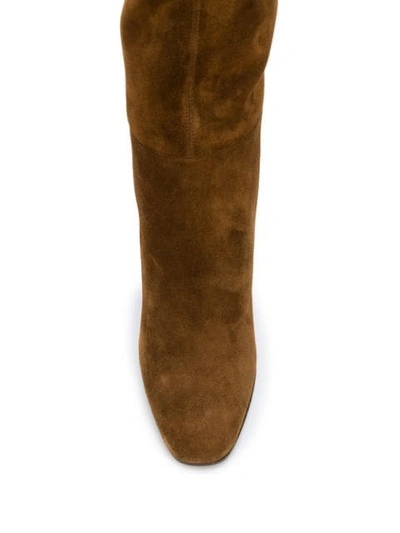 Saint Laurent Jane 90mm Boots In Brown
