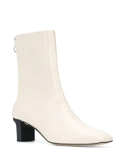 Shop Aeyde Molly Crocodile Embossed Boots In Neutrals