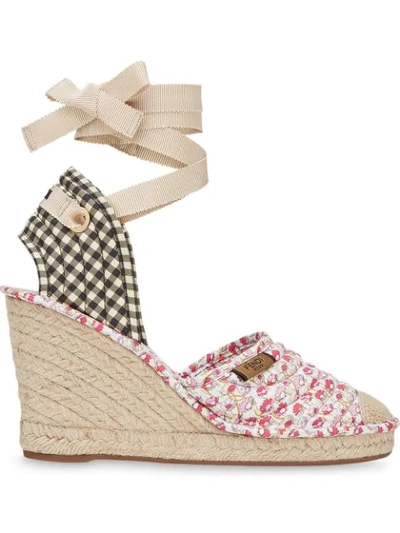 Shop Fendi Zeppa Wedge Espadrilles In Pink