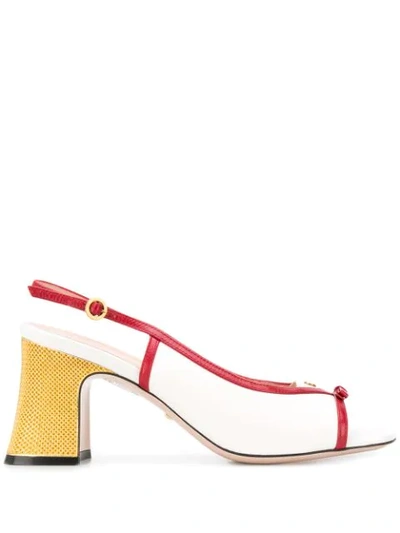 Shop Gucci 85mm Slingback Pumps In White