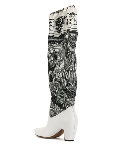 Shop Lanvin "saint George And The Dragon" Print Boots In White