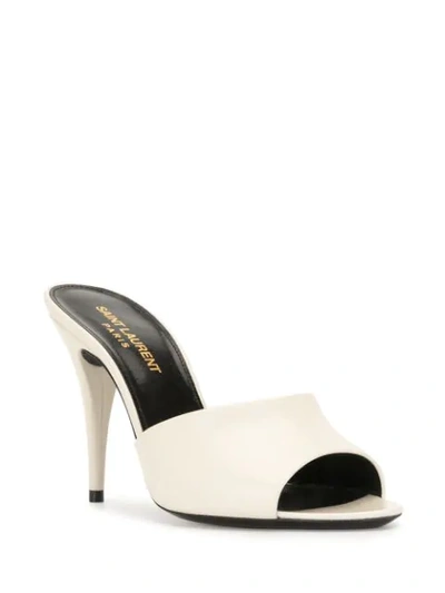 Shop Saint Laurent La 16 95mm Mules In White