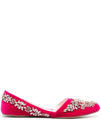 Shop Giambattista Valli Crystal-embellished Ballerina Shoes In Pink