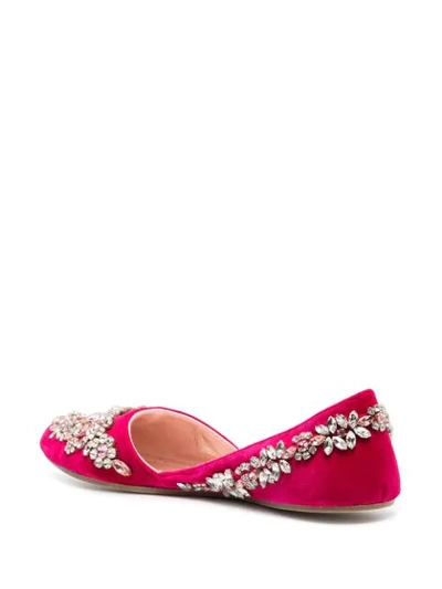 Shop Giambattista Valli Crystal-embellished Ballerina Shoes In Pink