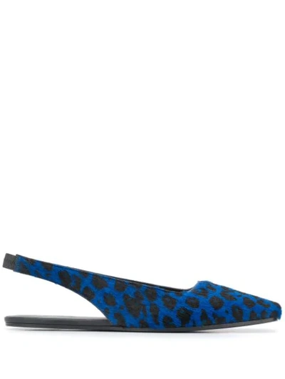 Shop Mm6 Maison Margiela Leopard Print Slingback Ballerina Shoes In Blue