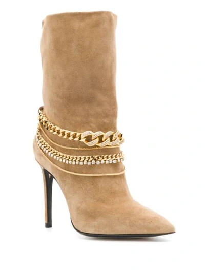 Shop Alevì Chain-embellished Boots In Brown